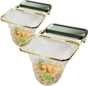Meshmate Waste Rack Sink, Mesh Mate Rotatable Kitchen Sink Strainer with 100Pcs Filter Mesh Bags, Suction Cup Sink Strainer & Kitchen Sink Filter Rack (Green*2, With 100 pcs Bags)