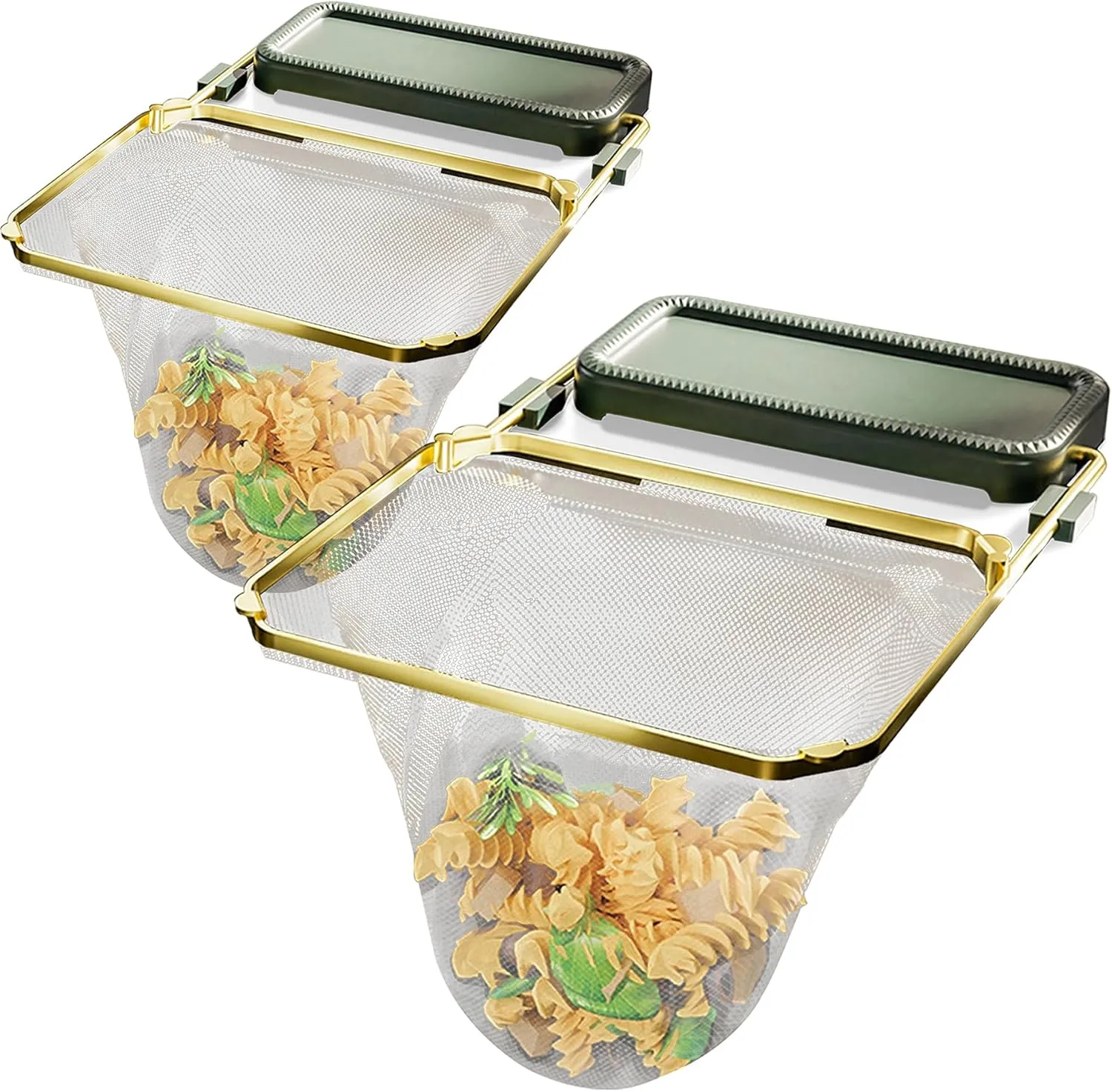 Meshmate Waste Rack Sink, Mesh Mate Rotatable Kitchen Sink Strainer with 100Pcs Filter Mesh Bags, Suction Cup Sink Strainer & Kitchen Sink Filter Rack (Green*2, With 100 pcs Bags)