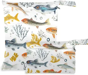mess-proof bags for travel 2 Pack travel essentials for flying with handles for daycare beach Aesthetic Herring Colorful