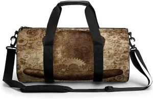 Metal Copper Gears Cogs Pattern Small Gym Bag for Men Women Swim Dance Travel Tote Duffle Bags with Shoulder Strap, style