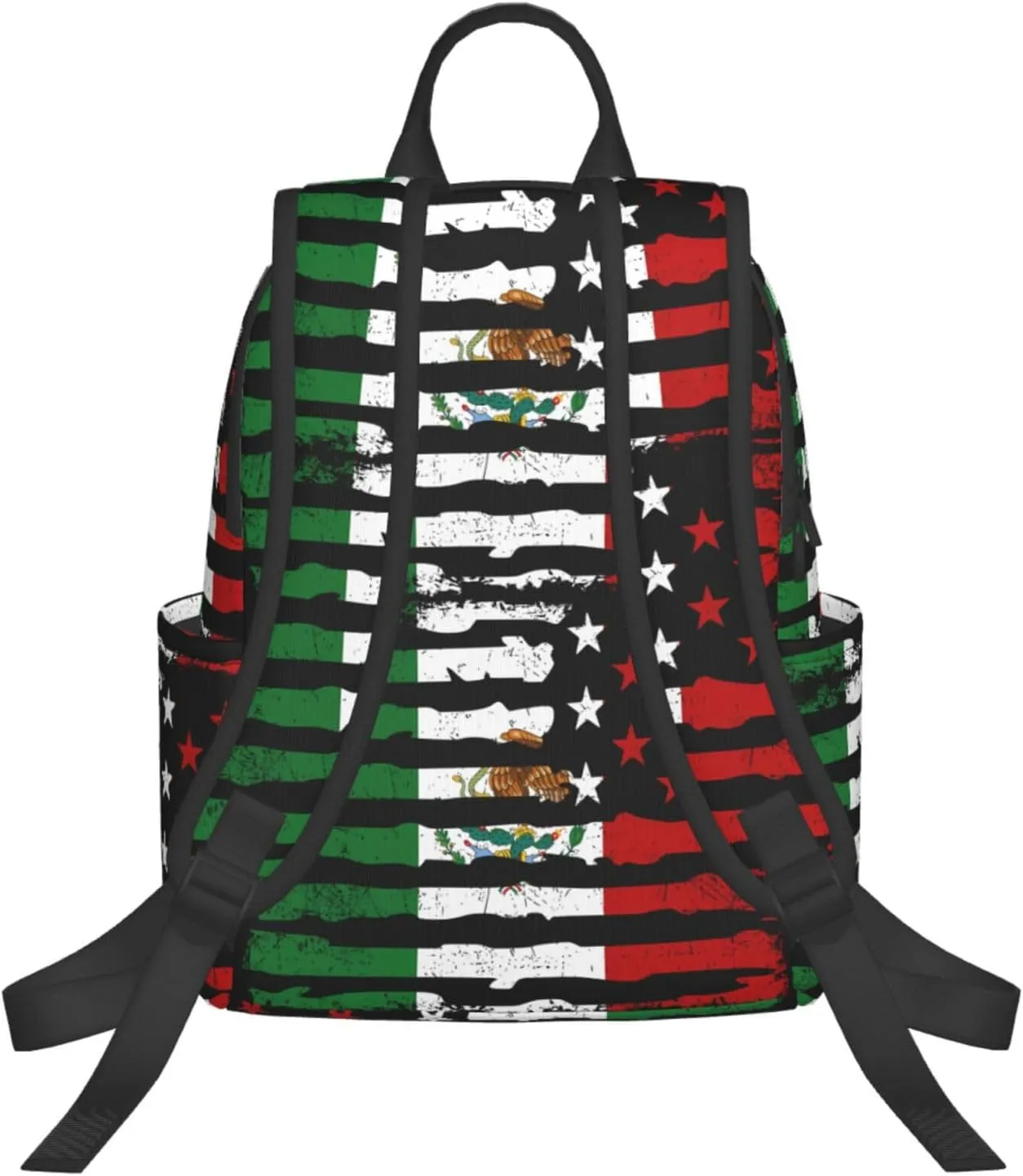 Mexican American Pride USA Flag Mexico Roots Travel Backpacks Casual Laptop Backpack Sport Rucksack Large Capacity Daypack Multi-Pockets Adjustable Strap Bag for Working Hiking