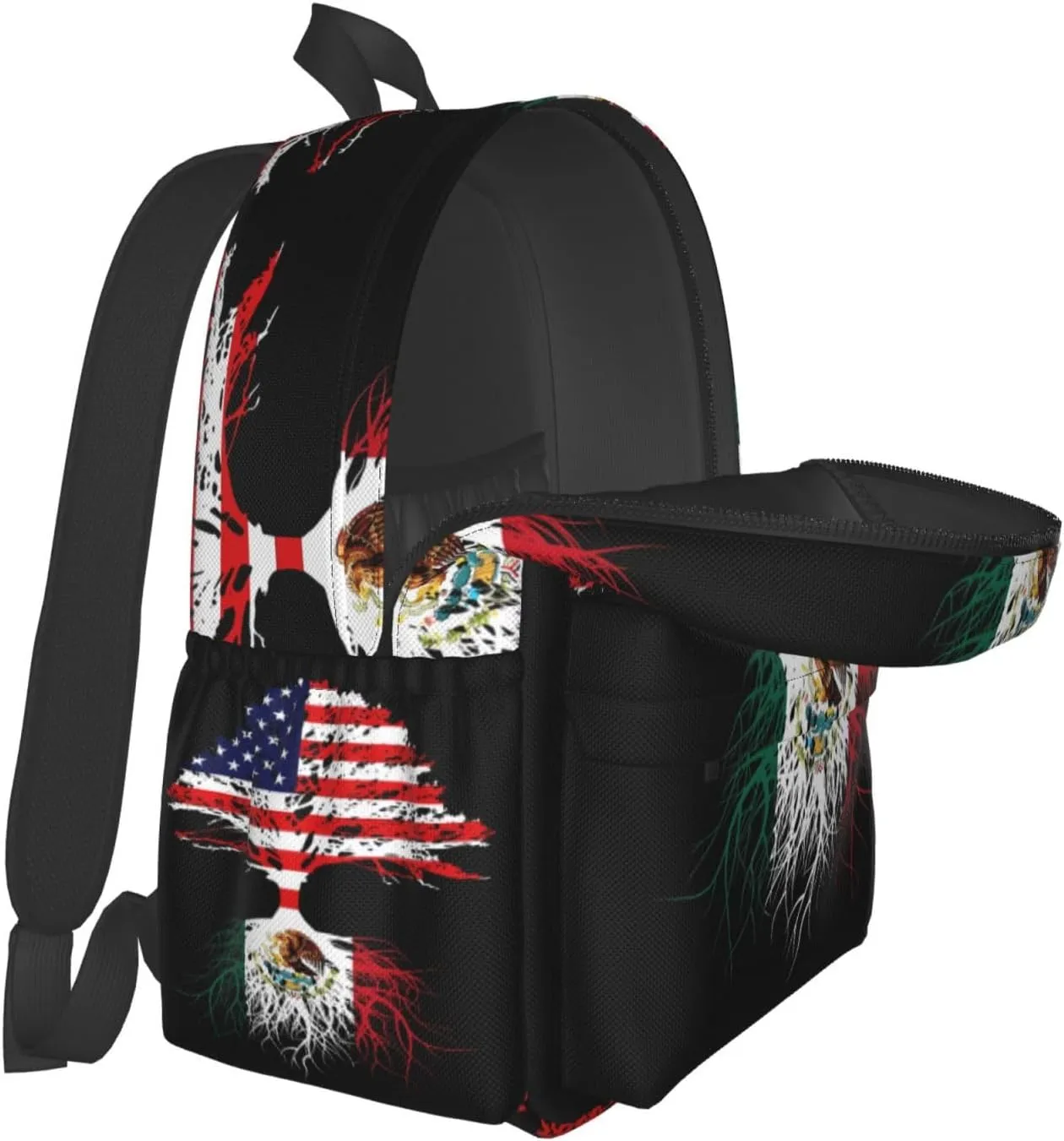 Mexican Mexico American Flag Mexico Grown Mexican Roots Laptop Backpack Work Travel Backpacks Business Rucksack Casual Outdoor Daypack with Adjustable Strap Bags for Sports Office Gym Hiking