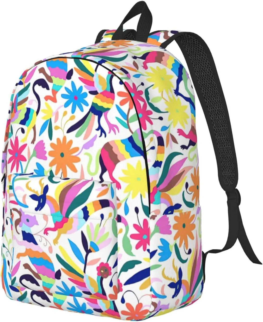 Mexican Otomi Animals Print Canvas Backpack Women,Mens Travel Casual Daypack Bookbag For Laptop Work Travel Hiking