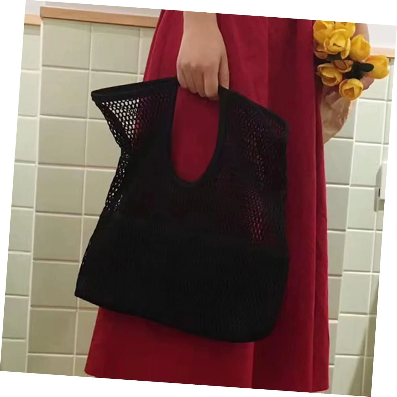 Mikinona 1pc Mesh Shopping Bag Bags for Women Canvas Shopping Bags Women Tote Bags Woman Handbags Womens Mesh Bag
