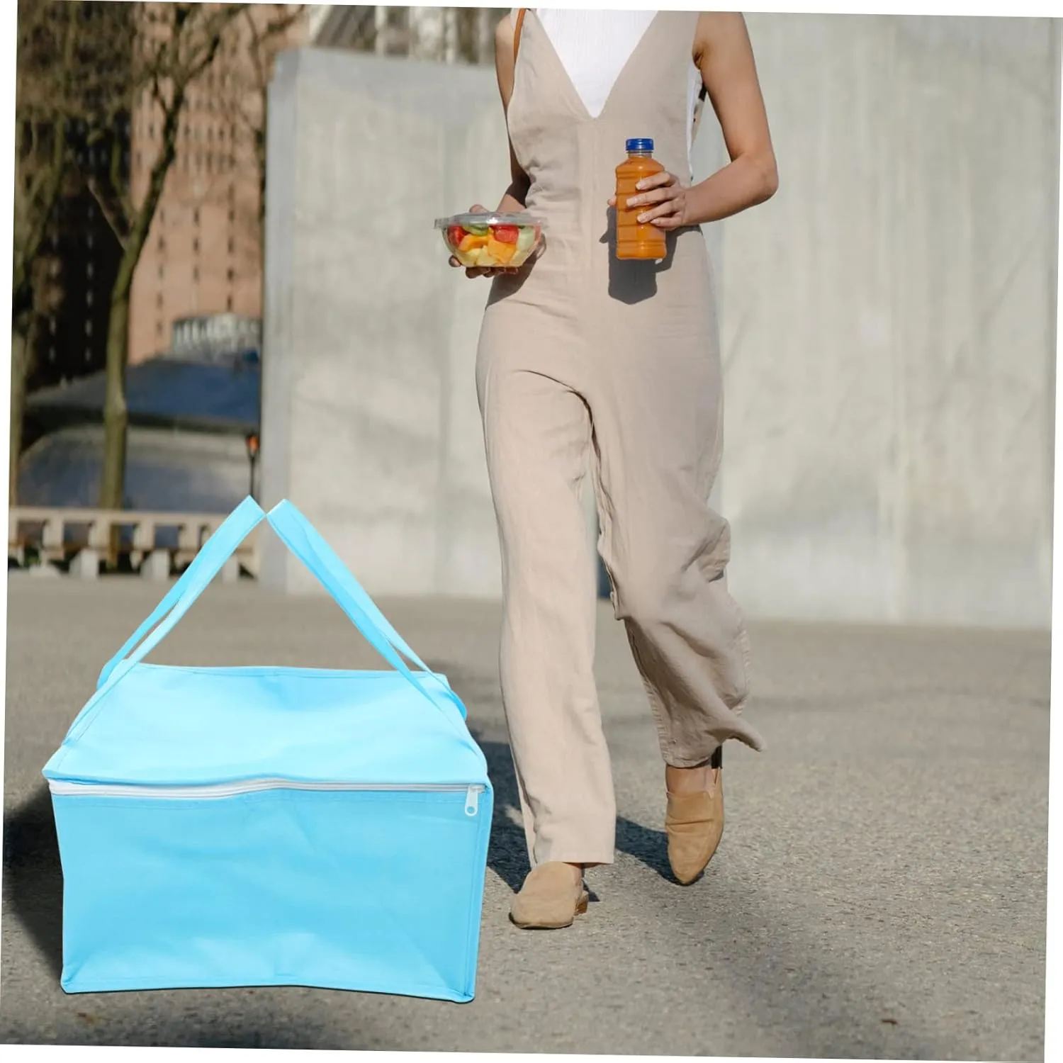 Mikinona Insulation Bags Reusable Bag Insulated Shopping Bags Thermal Bags Lunch Bag for Women Lunchbox Waterproof Cooler Tote Bag for Women Lunchable Big Catering Bag Non-Woven Fabric Blue