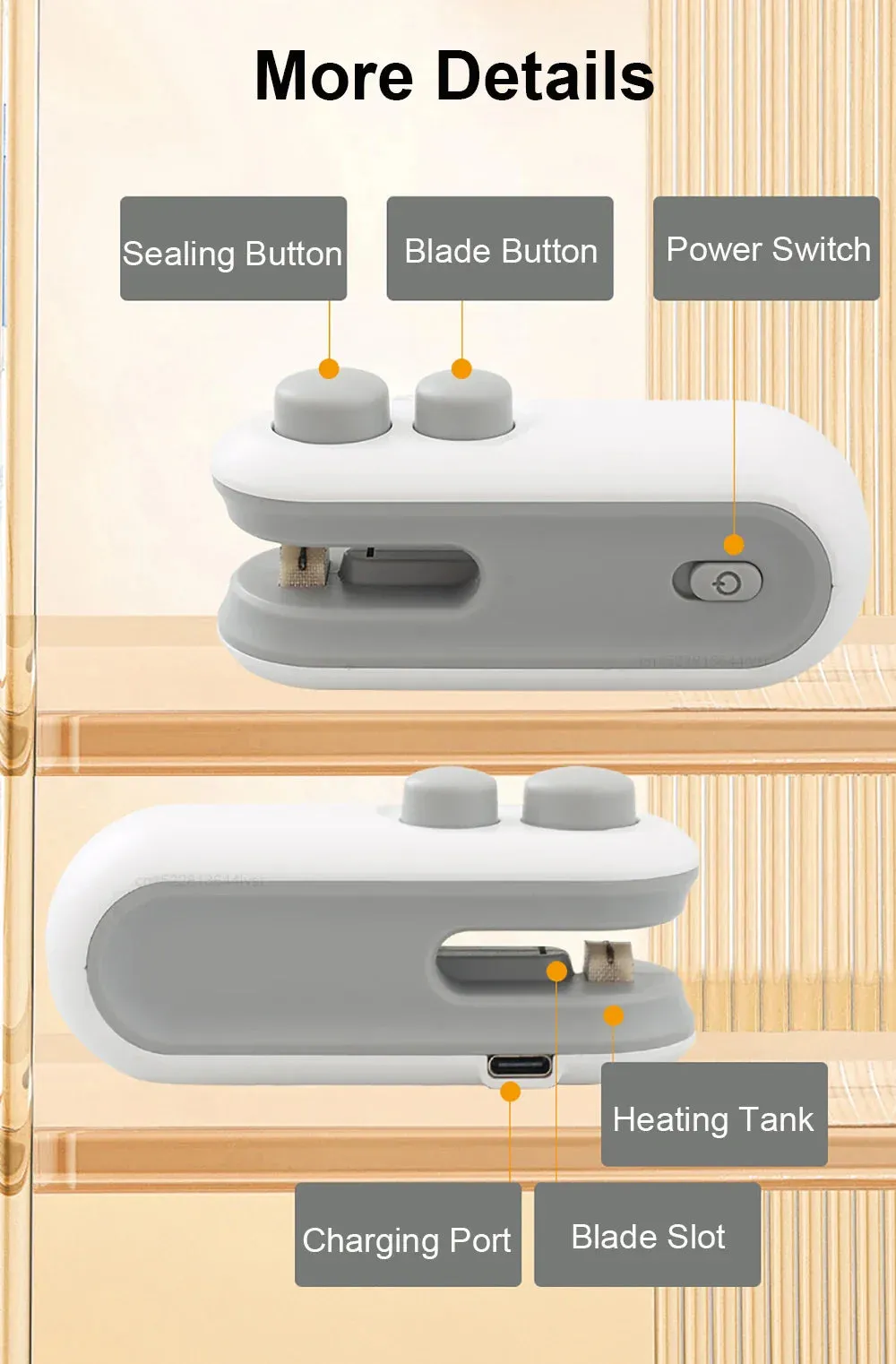 Mini Heat Bag Sealing Machine Package Sealer Bags Plastic Food Sealer Clip Bag Handheld Sealer Food Packaging Heat Sealer Opener