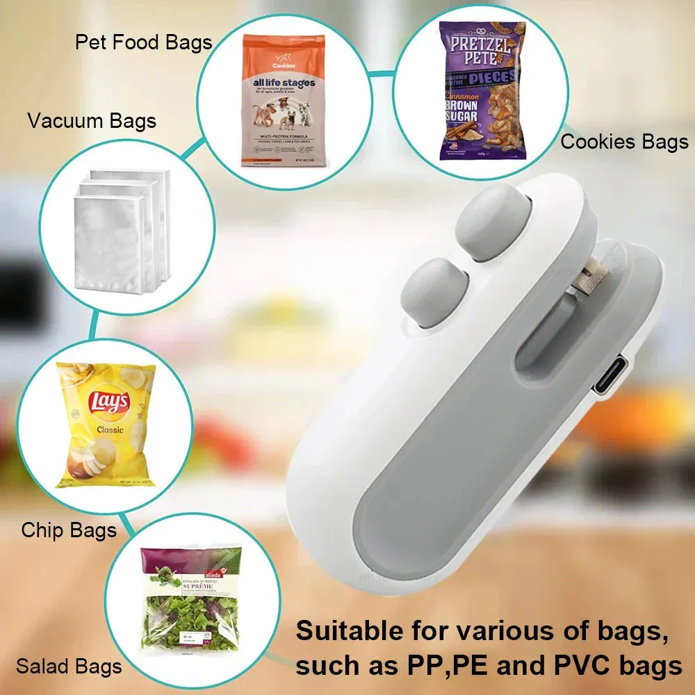 Mini Heat Bag Sealing Machine Package Sealer Bags Plastic Food Sealer Clip Bag Handheld Sealer Food Packaging Heat Sealer Opener