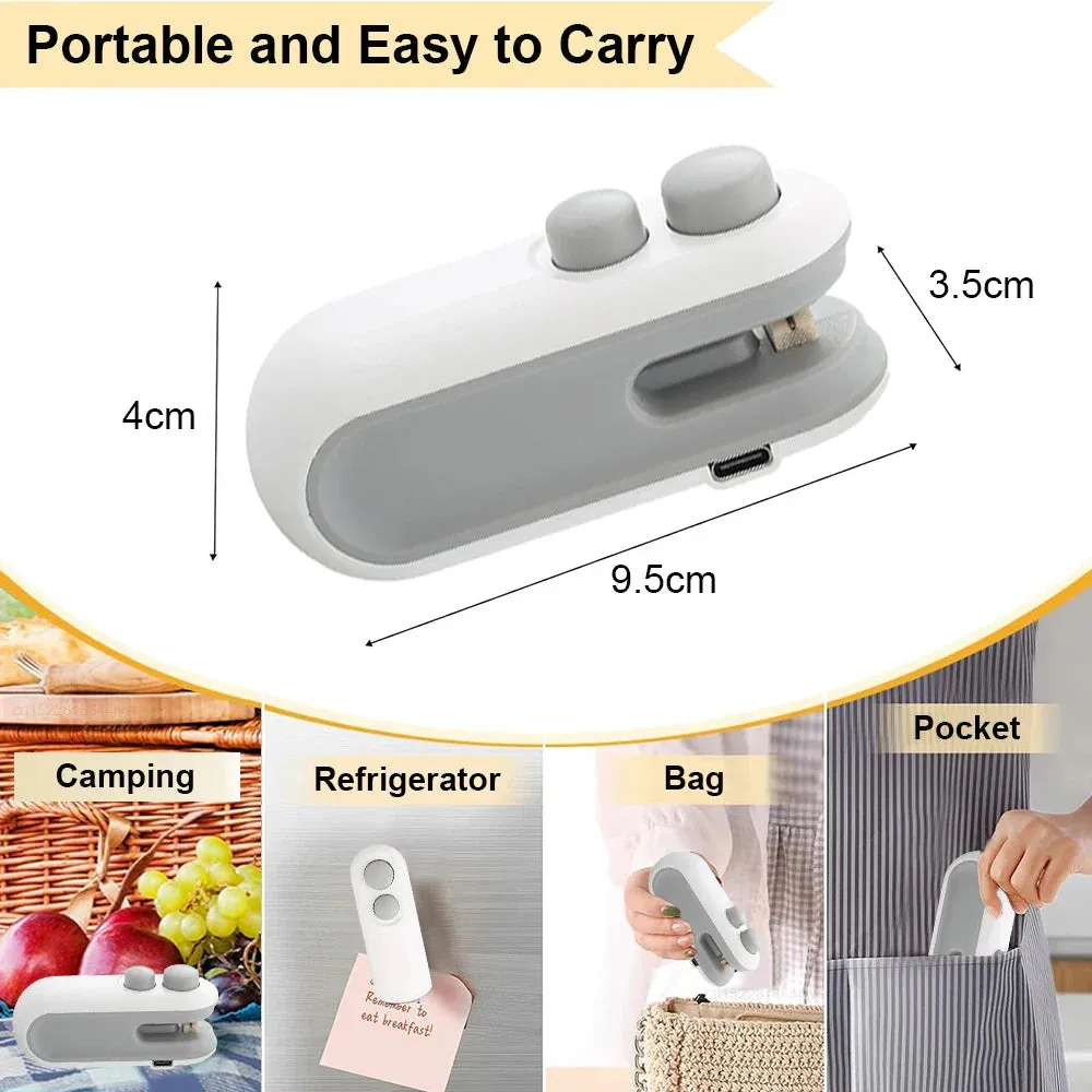 Mini Heat Bag Sealing Machine Package Sealer Bags Plastic Food Sealer Clip Bag Handheld Sealer Food Packaging Heat Sealer Opener