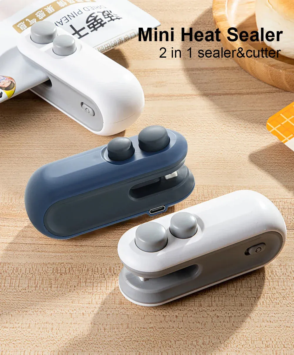 Mini Heat Bag Sealing Machine Package Sealer Bags Plastic Food Sealer Clip Bag Handheld Sealer Food Packaging Heat Sealer Opener