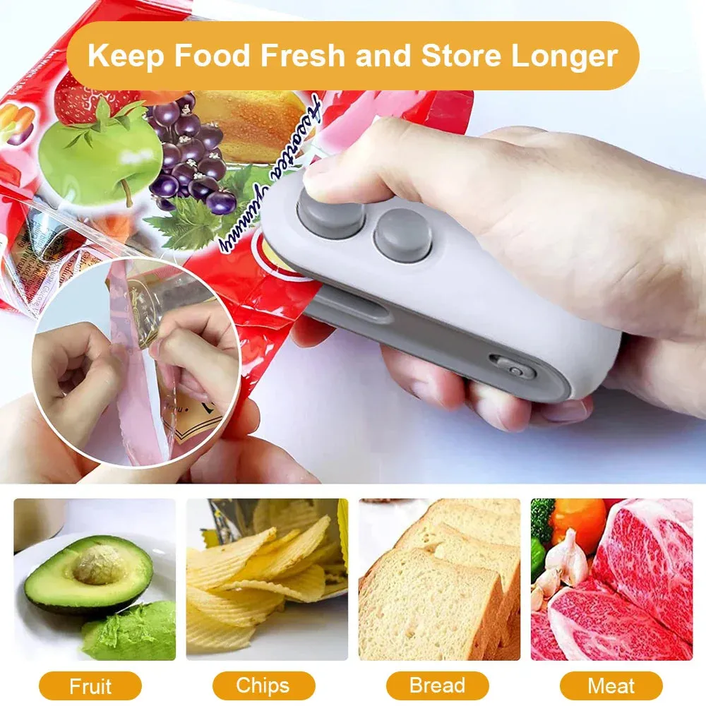 Mini Heat Bag Sealing Machine Package Sealer Bags Plastic Food Sealer Clip Bag Handheld Sealer Food Packaging Heat Sealer Opener