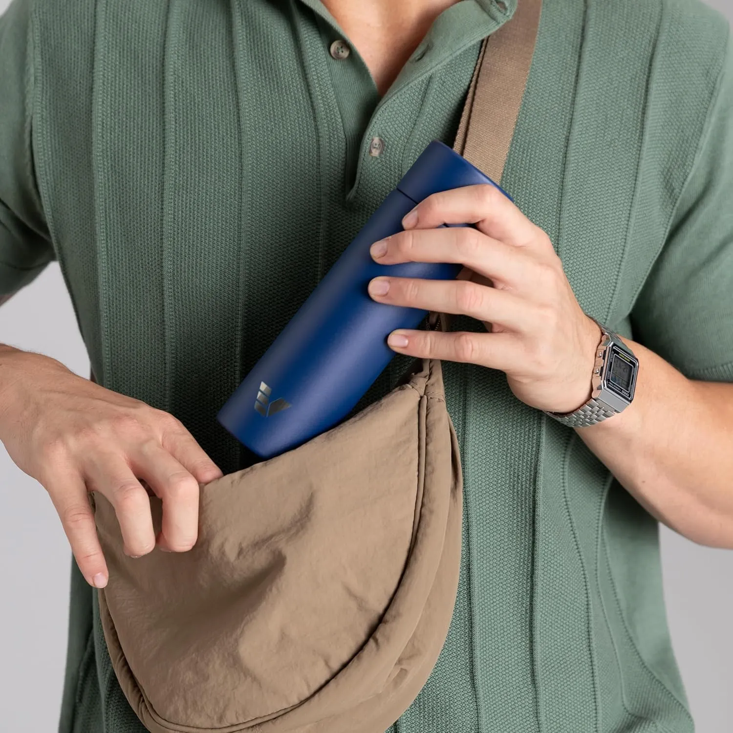 Mini Stainless Steel Water Bottle 14oz - Non-insulated | Designed for Bags | Slim, Ultra Lightweight & Stylish – Blue