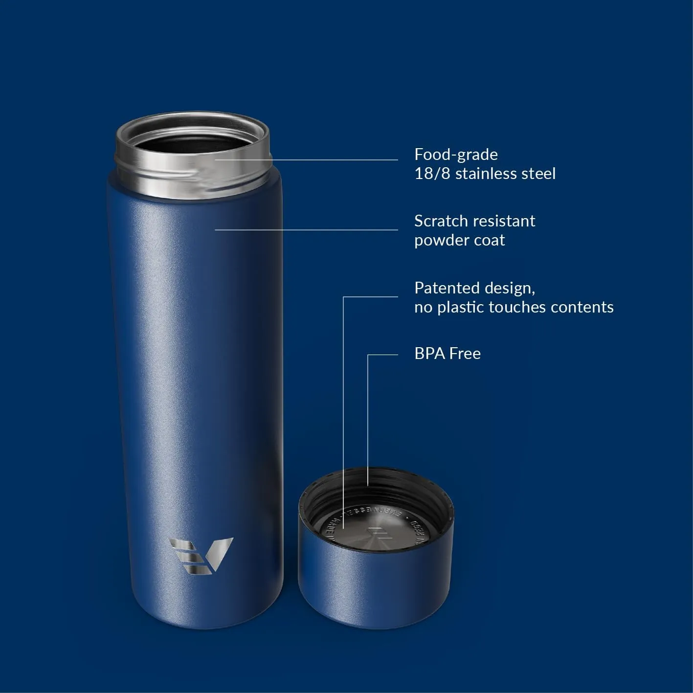 Mini Stainless Steel Water Bottle 14oz - Non-insulated | Designed for Bags | Slim, Ultra Lightweight & Stylish – Blue