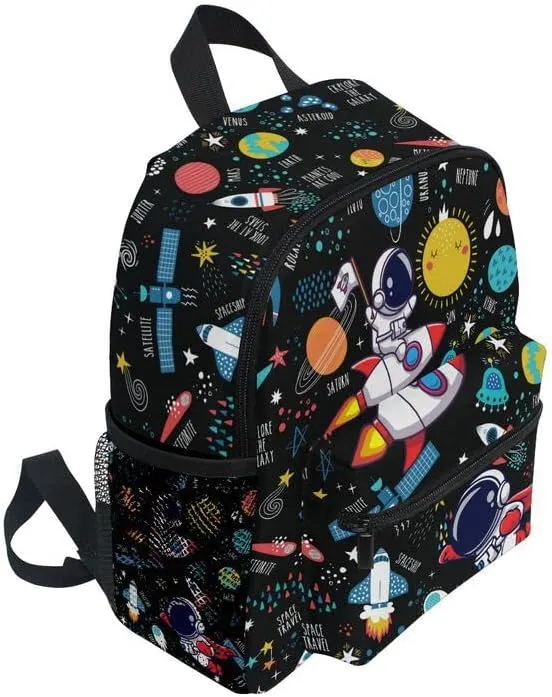 MNSRUU Kids Backpack Toddler SchoolBag Astronaut Rocket Small BookBag Galaxy Space Backpacks Mini for Preschool Kindergarten Boys Girls Age(3-6)…