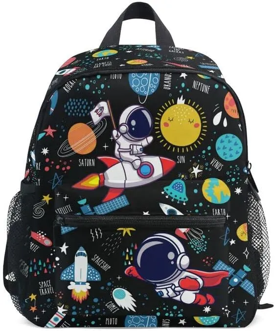 MNSRUU Kids Backpack Toddler SchoolBag Astronaut Rocket Small BookBag Galaxy Space Backpacks Mini for Preschool Kindergarten Boys Girls Age(3-6)…