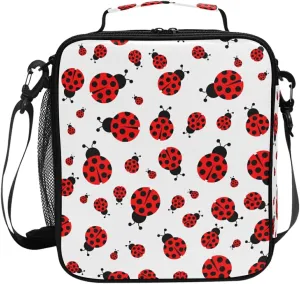 MNSRUU Lunch Bags for Boys Girls, Cute Red Ladybug Reusable Insulated Lunch Box Thermal Meal Tote Kit, Lunch Cooler Bag Organizer with Adjustable Shoulder Strap
