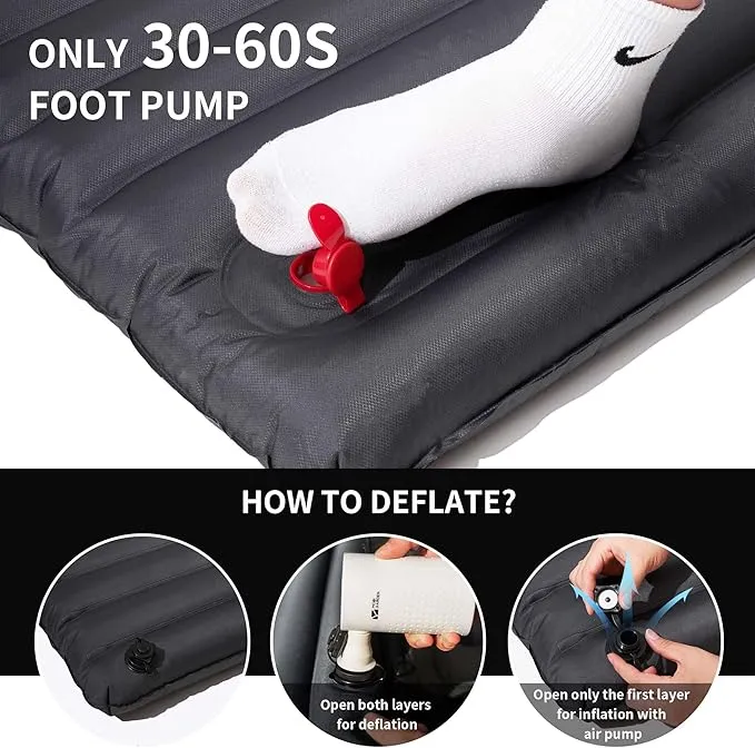 MOBI GARDEN Camping Pad, Inflatable Sleeping Mat with Built-in Foot Pump, Compact Waterproof Camping Air Mattress for Backpacking, Hiking, Tent, Traveling