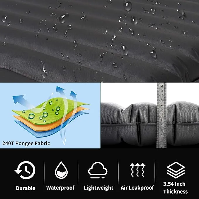 MOBI GARDEN Camping Pad, Inflatable Sleeping Mat with Built-in Foot Pump, Compact Waterproof Camping Air Mattress for Backpacking, Hiking, Tent, Traveling