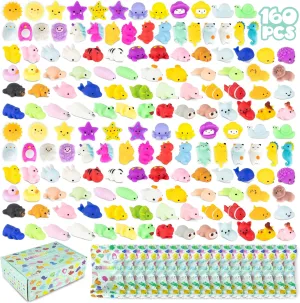 Mochi Squishy Toys Bulk for Kids Party Favors Pack 160 - BONNYCO | Goodie Bags Stuffers for Kids 3-5 4-8, Return Gifts Birthday Party | Squishy Fidget Toys, Pinata Stuffers Birthday Boys Girls Kawaii