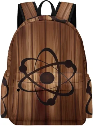 Molecule Atom IconWooden Fashion Laptop Backpack Purse Travel Backpack Casual Shoulder Bag for Work Shopping Camping