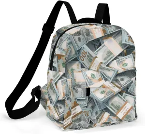 Money American Bill Dollar Casual Women's Backpack, Lightweight, Waterproof, Versatile Daily Bag