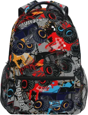 Monster Truck Car Boys Girls Kids School Backpacks Bookbag, Elementary School Bag Travel Backpack Daypack