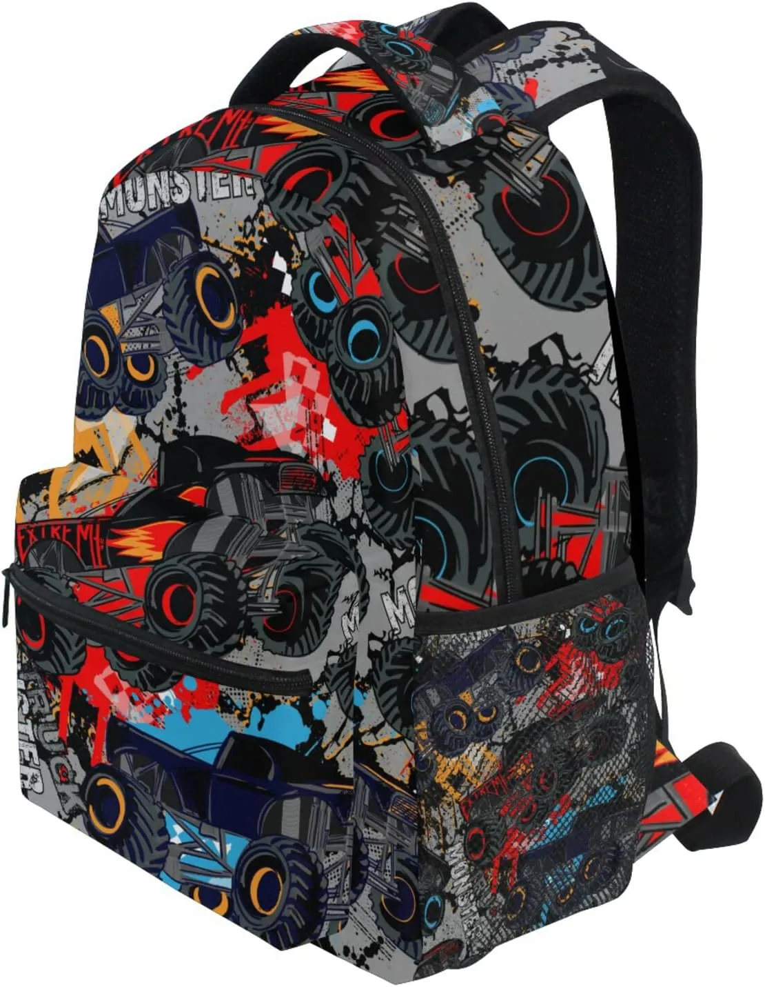 Monster Truck Car Boys Girls Kids School Backpacks Bookbag, Elementary School Bag Travel Backpack Daypack