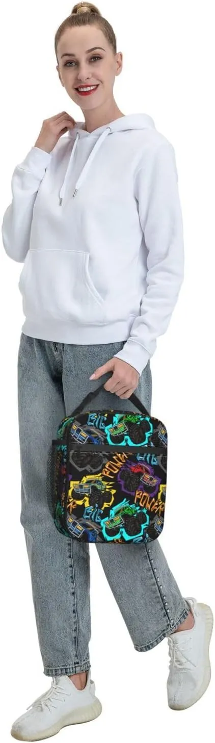 Monster Truck Car Lunch Bag Lunch Box Insulated Meal Bag Food Container for School Work Picnic Travel