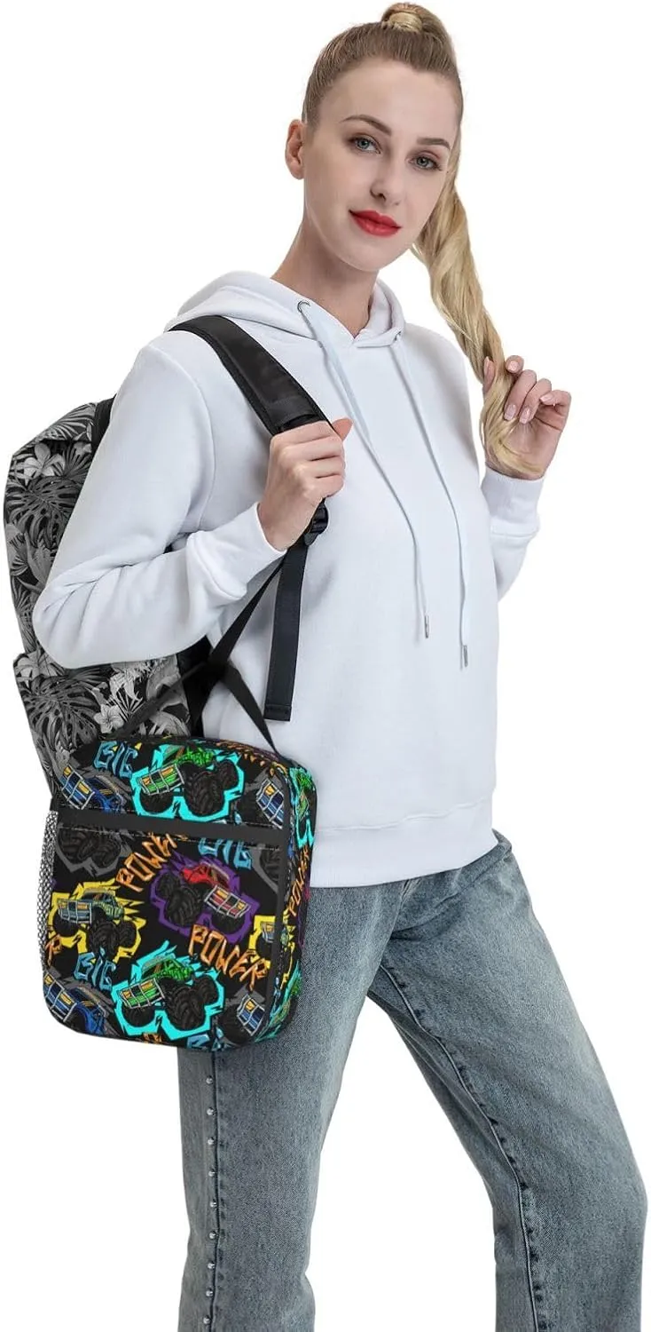 Monster Truck Car Lunch Bag Lunch Box Insulated Meal Bag Food Container for School Work Picnic Travel
