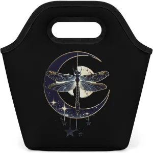 Moon Nature Insect Dragonfly Reusable Grocery Bags Portable Lightweight Waterproof Shopping Tote Bag