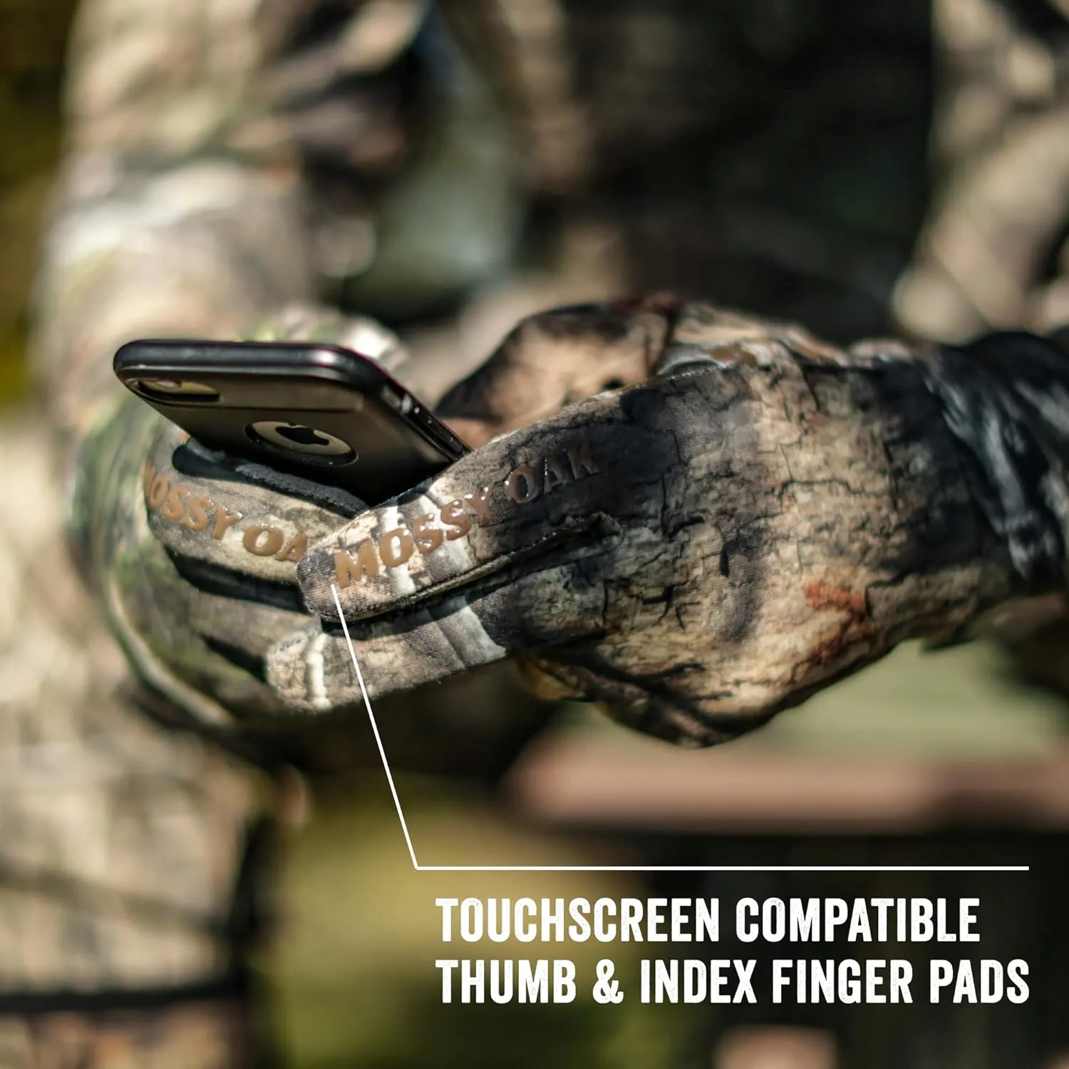 Mossy Oak Mens Lightweight Camo Hunting Gloves