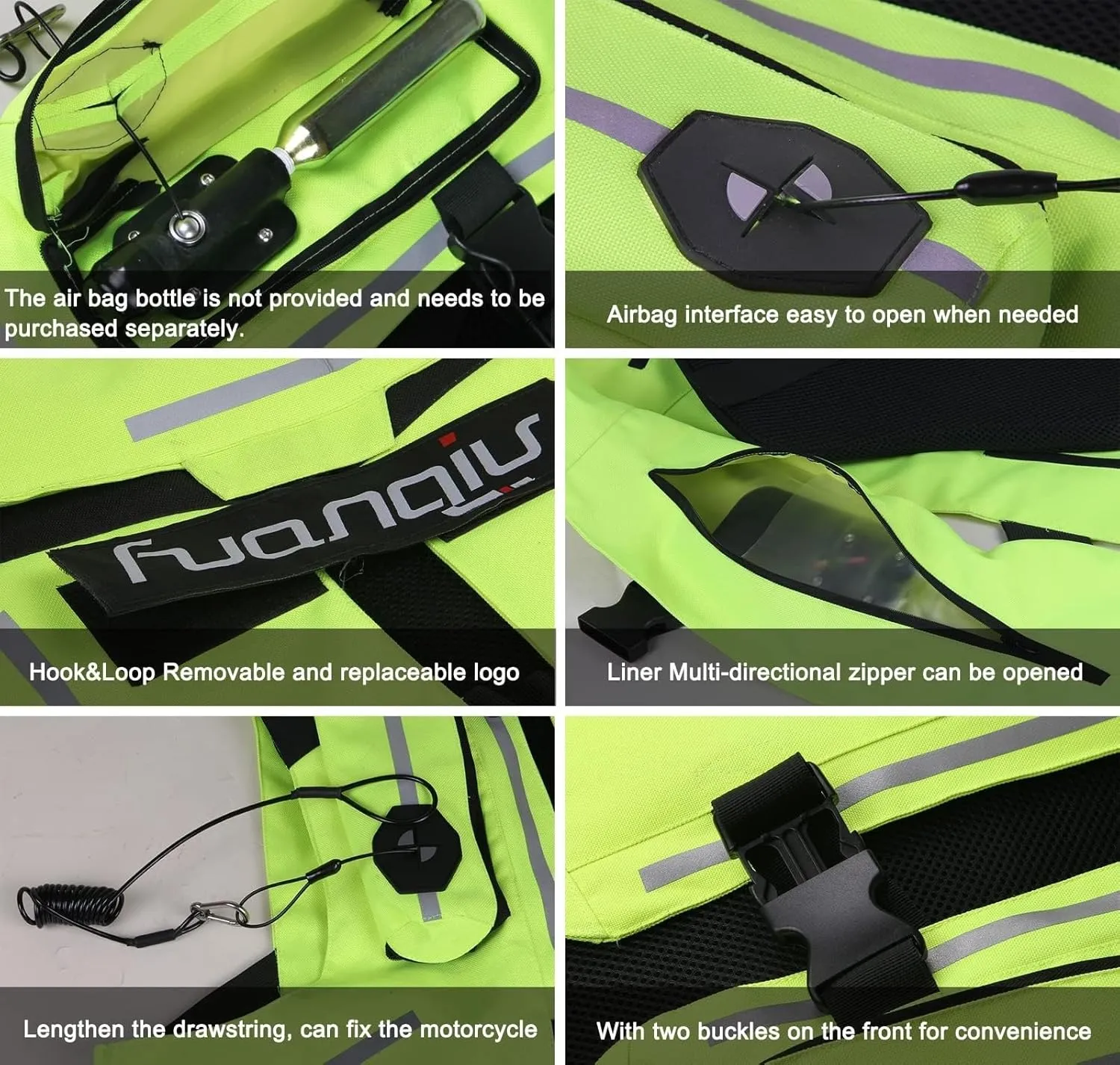 Motorcycle Airbag Vest With Reflective Tape Reusable, 0.1S Trigger Airbag Motocross Air-Bag Riding Jacket