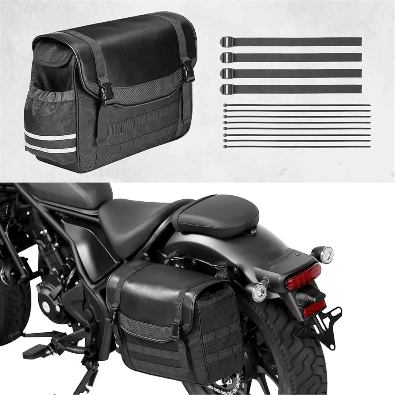 Motorcycle Saddle Bags Universal Motorbike Side Bag Travel Luggage Saddlebag for Cruiser Motorbike Dirt Bike Scooter Pannier Bag for Yam&aha SR400 MT-07 Suitable(8L)