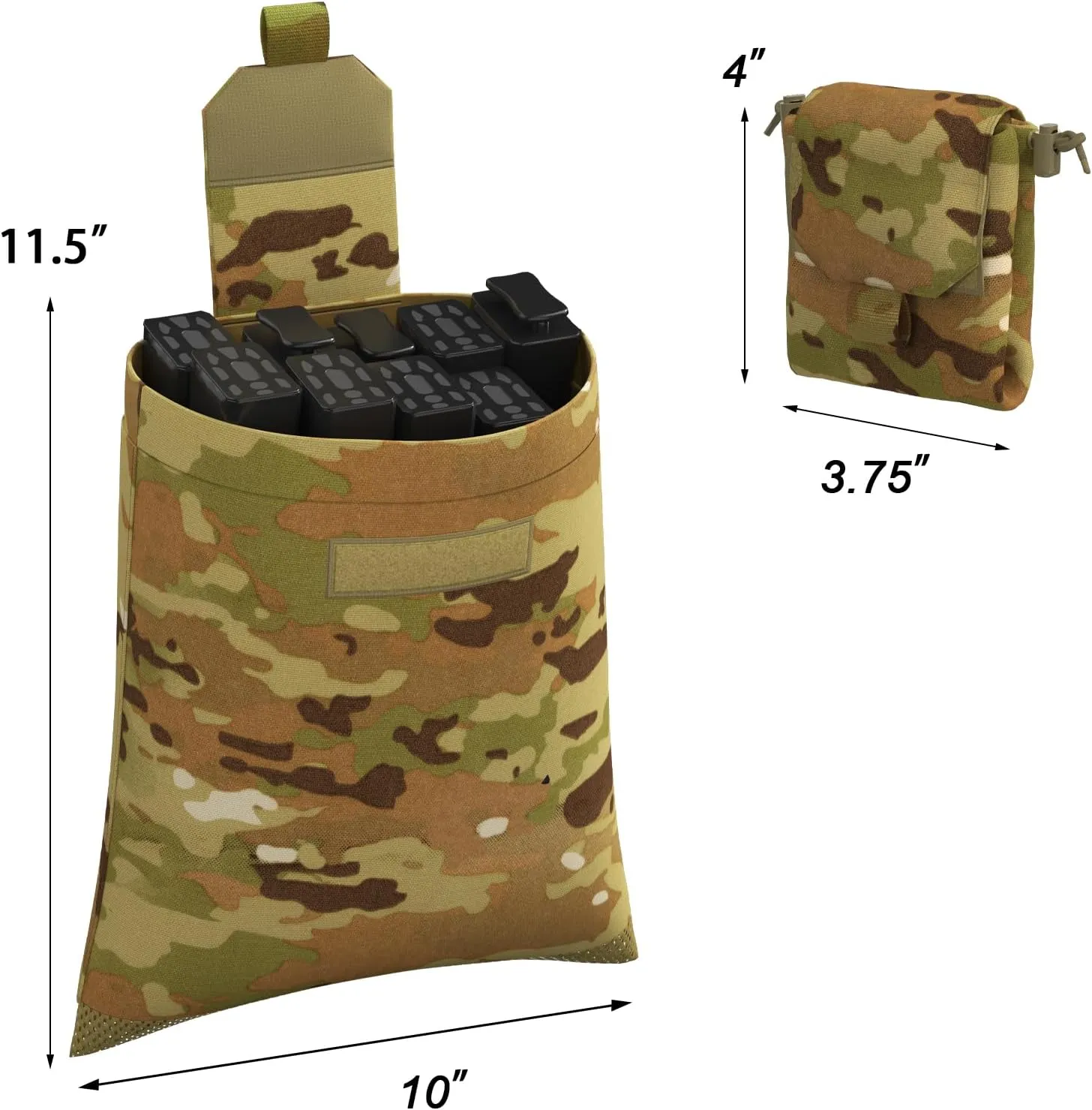 MT 2PCS Military MOLLE Drop Dump Pouch – Tactical Roll-Up Foldable Magazine Utility Pouch, Ripstop Nylon, Mesh Bottom Design, Compatible with MOLLE System