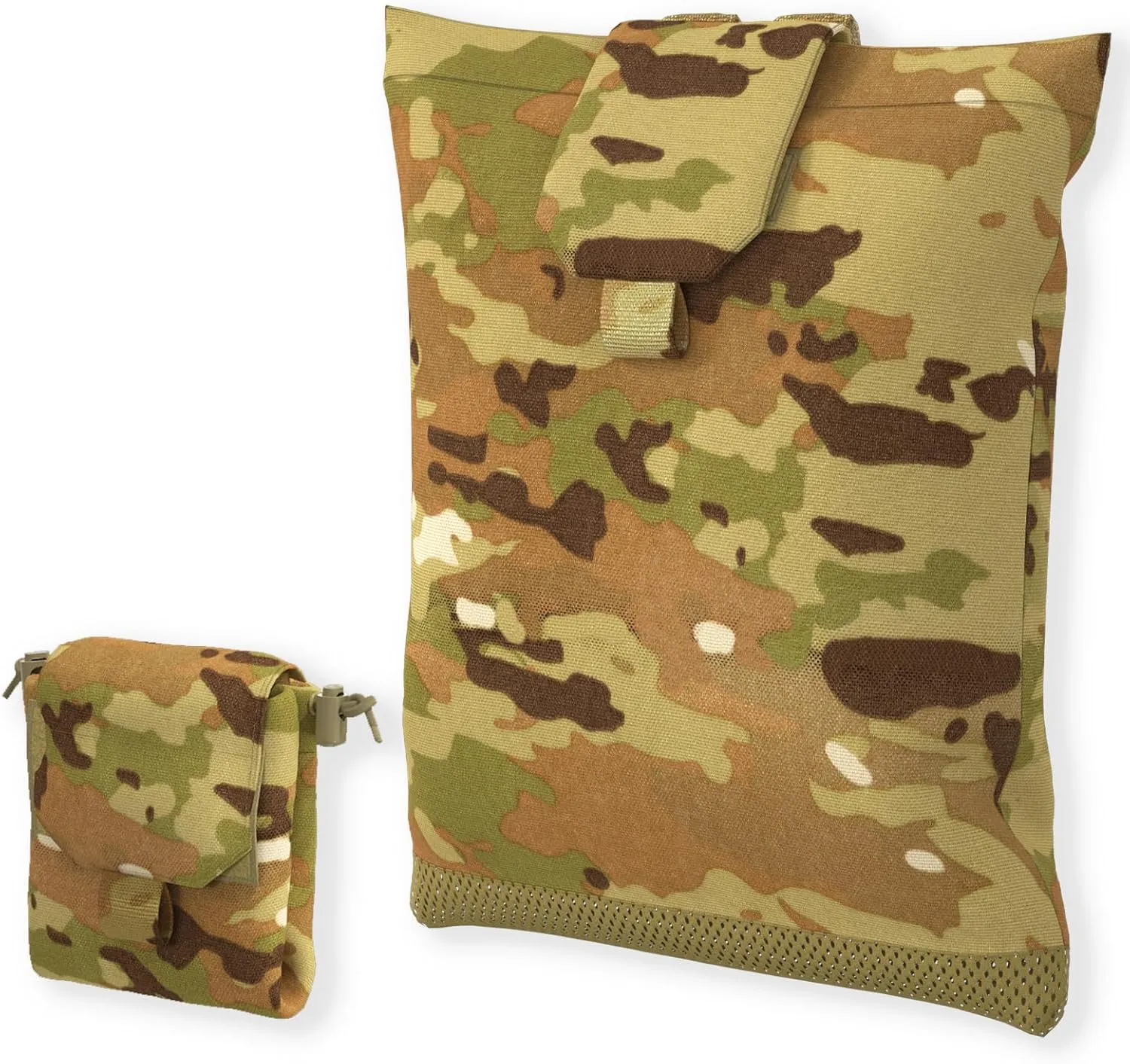 MT 2PCS Military MOLLE Drop Dump Pouch – Tactical Roll-Up Foldable Magazine Utility Pouch, Ripstop Nylon, Mesh Bottom Design, Compatible with MOLLE System