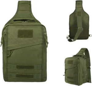 Multi-function Camous Bag Outdoor Hiking Travel Oblique Satchel Chest Bag 1000D Sports Shoulder Bag(Green)