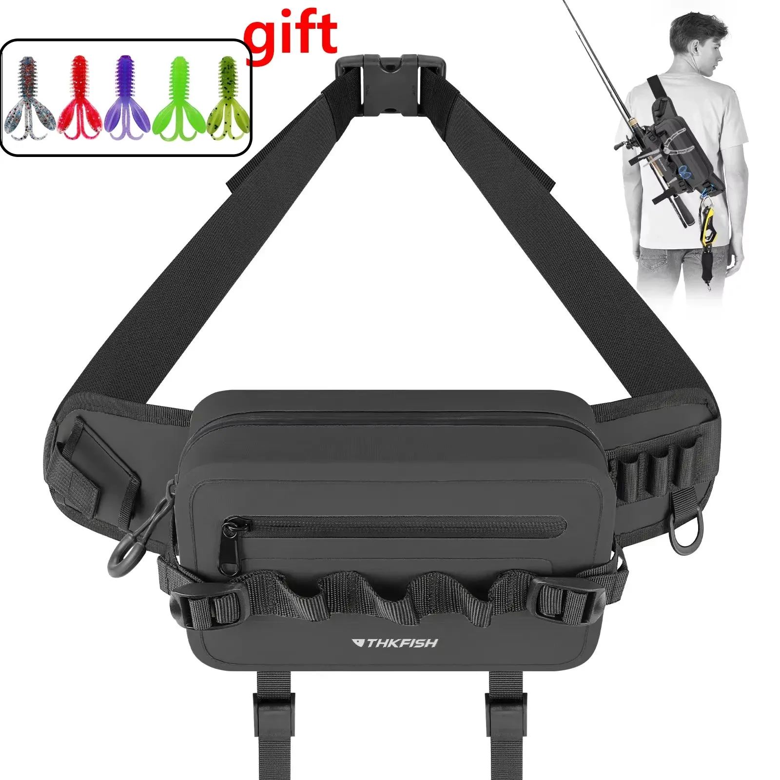 Multifunctional Green Fishing Bag Fishing Tackle Bags Fish Lures Storage Waist Pack Fishing Rod Bag Waterproof Black Backpack