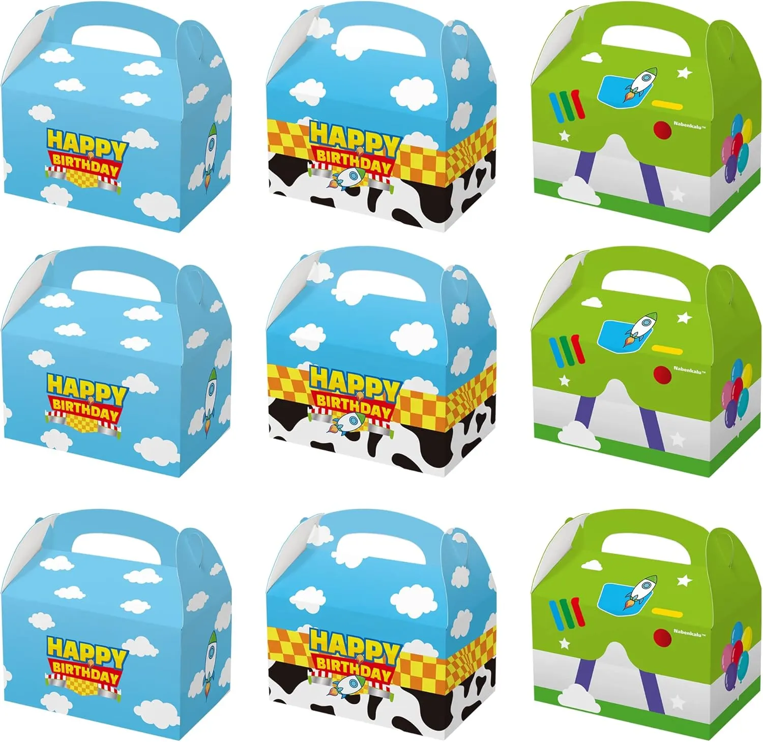 Nabenkalu Cartoon Story Party Boxes 15pcs Toy Inspired gift Goodie bags for Toy Theme Birthday Decoration Kids Boys Girls Party Supplies