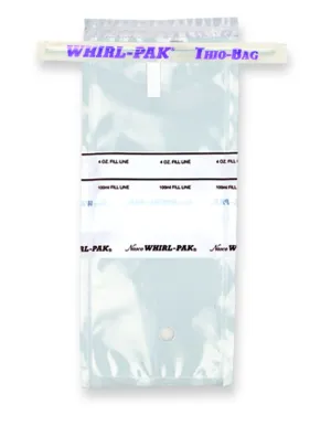 Nasco Whirl-Pak B01040WA Standard Thio Bag, 185mm L x 75mm W, 0.057mm Thickness, 100mlCapacity (Box of 100)