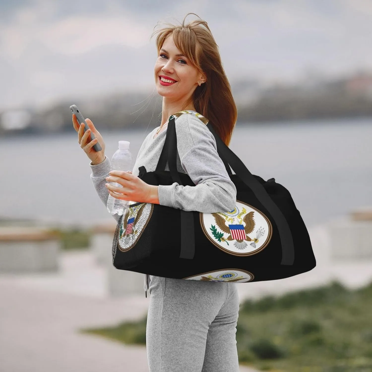 National Emblem Of United States Travel Duffel Bag Large Foldable Waterproof Overnight Bag For Beach Swim Bags Pool Sports Gym