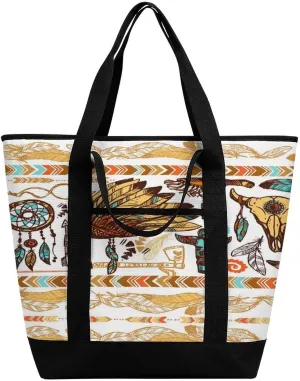 Native Americans Portable Insulated Lunch Tote Bag Large Capacity Handbag for Office Work Picnic for Women Men