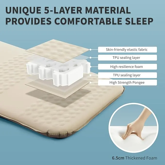 Naturehike 2.56’’ Thick Self-Inflating Sleeping Pad with Lighter Foam, Inflatable Twin Size Mattress for Camping, Outdoors, Car, Home, ISPO Award Winning Processes