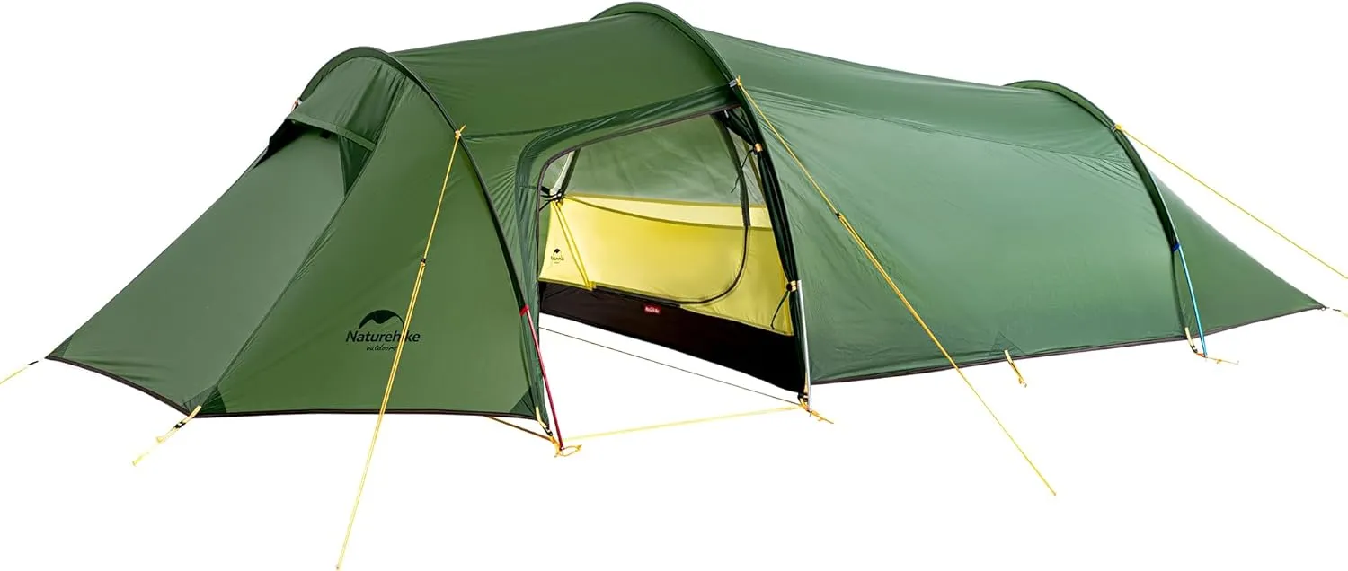 Naturehike Opalus Tunnel Backpacking Tent for 2-3 Person, 2 Person 3 Person Backpacking Tent, Lightweight Camping Tent with Footprint & Vestibule