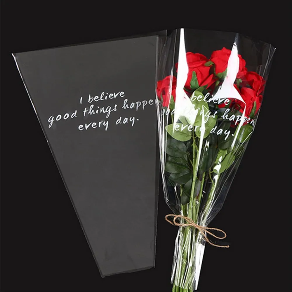 NatureMan 100 pcs Rose Packaging Bags for Mother's Day Clear Bouquet Wrapping Bags,Florist Bouquet Supplies,flowers bouquet sleeve transparent cellophane 17.7 * 11 * 3.15Inch