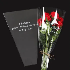 NatureMan 100 pcs Rose Packaging Bags for Mother's Day Clear Bouquet Wrapping Bags,Florist Bouquet Supplies,flowers bouquet sleeve transparent cellophane 17.7 * 11 * 3.15Inch