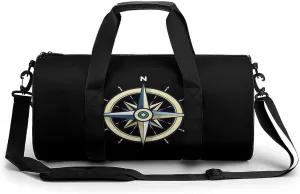 Nautical Compass Sports Gym Bag Waterproof Duffel Bag Travel Overnight Bag Carryon Weekend Bag
