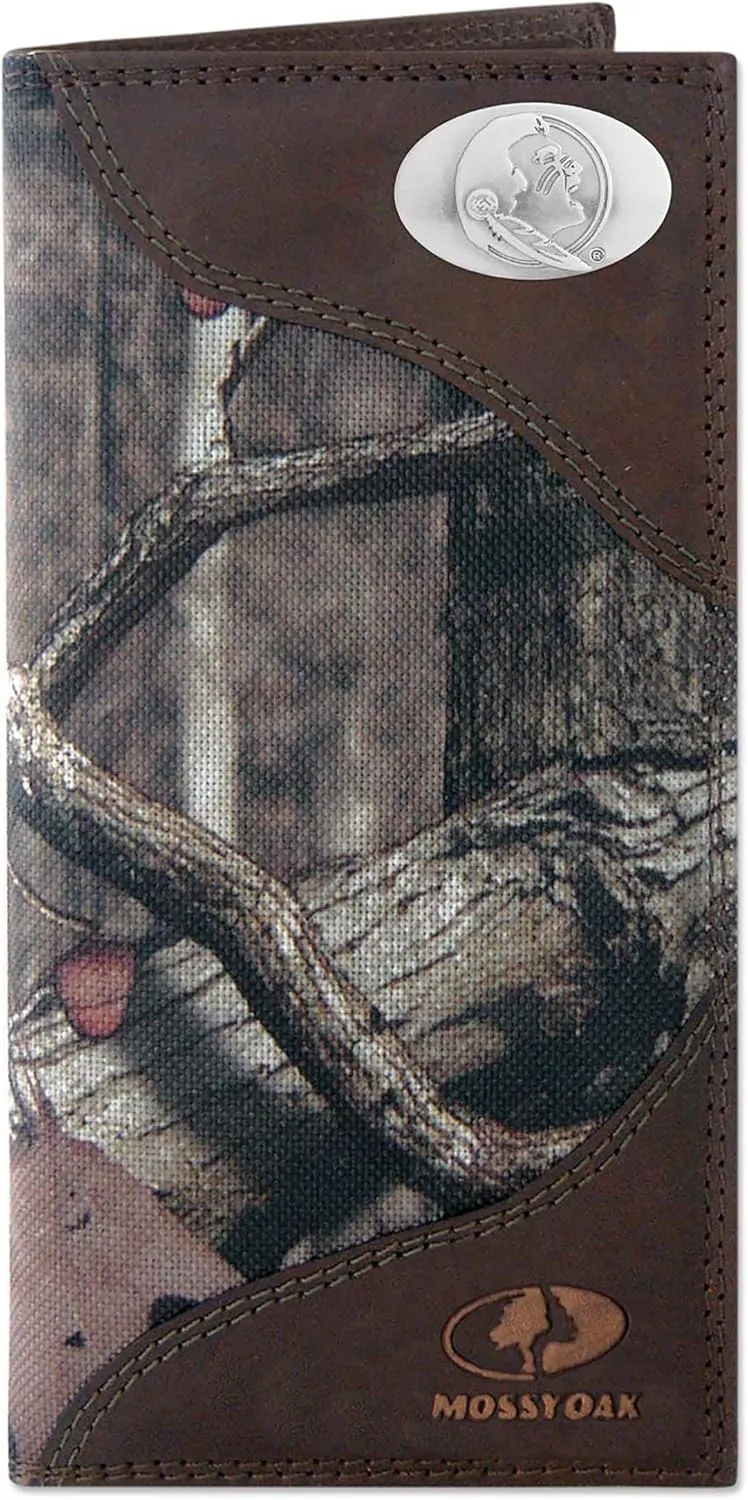NCAA Florida State Seminoles Zep-Pro Mossy Oak Nylon and Leather Secretary-Style Roper Concho Wallet, Camouflage, One Size
