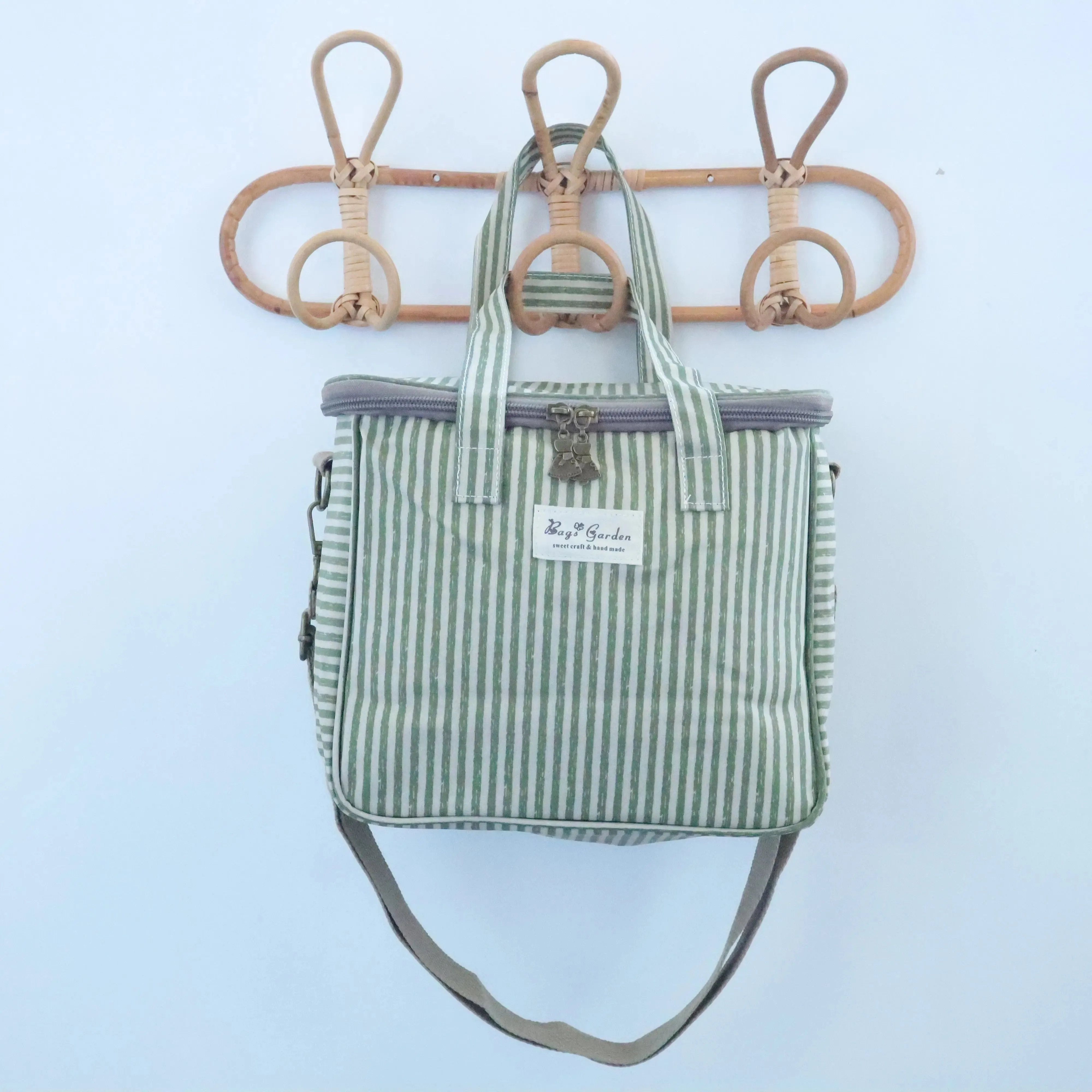 Neverita waterproof cuadrada Rayas Verde Bags Garden