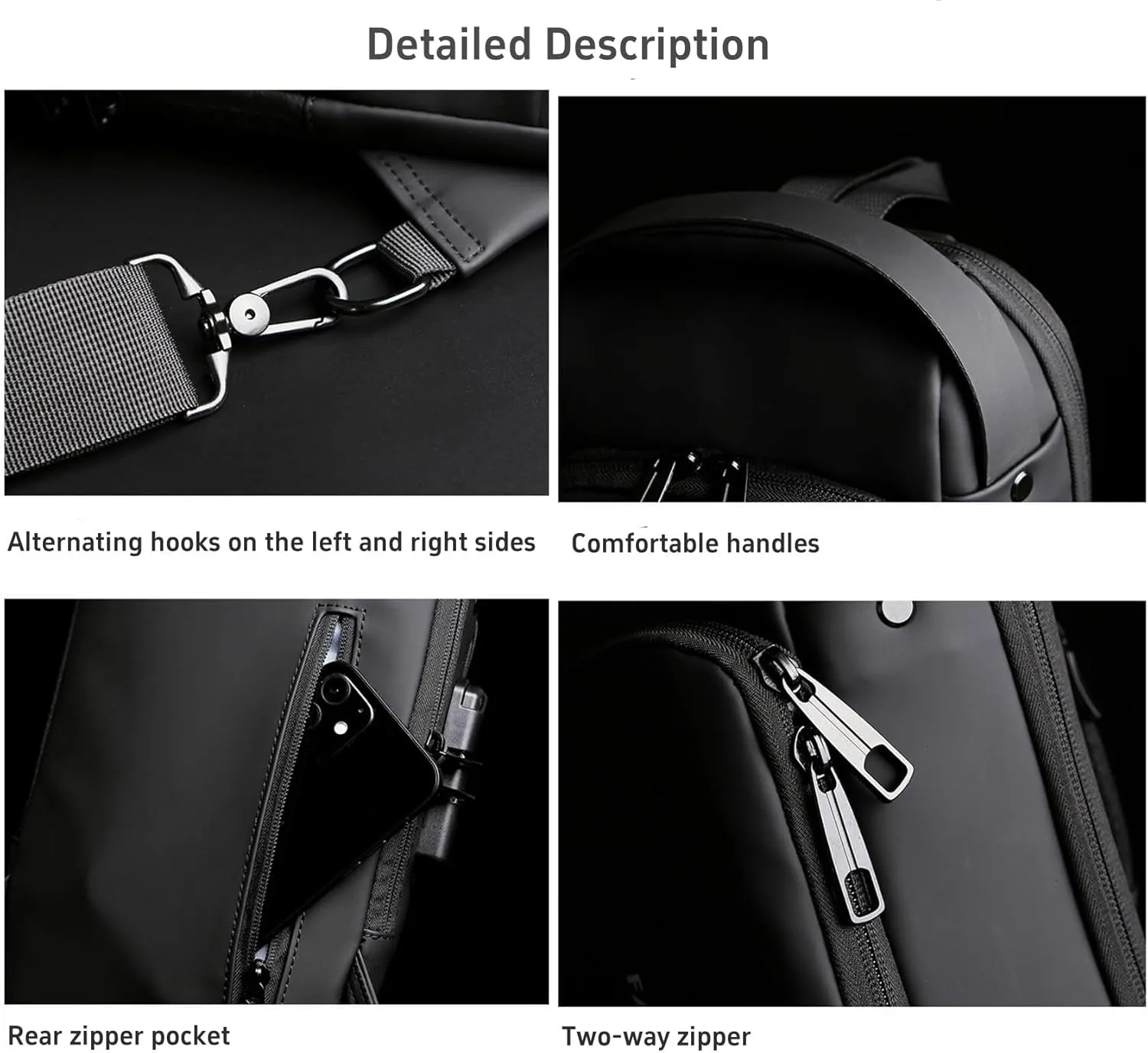 New Carbon Fiber Streamline Anti-Theft Sling Bag, USB Charging Waterproof Shoulder Backpacks, Sport Crossbody Bag (black)