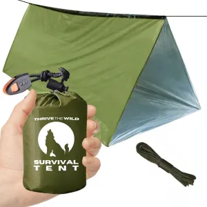 New ThermoShield™ Technology – Ultimate 2-Person Ultralight Mylar Survival Tent with Reinforced Paracord & Emergency Whistle • All-Weather Protection for Hiking, Camping & Survival Kits