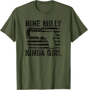 Nine Milly Kinda Girl - Camo Womens 9mm Pistol Gun Owner T-Shirt